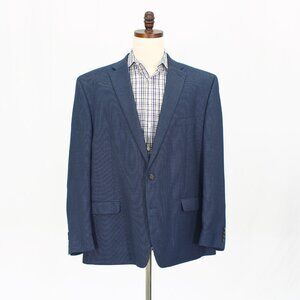 Chaps 52R Blue Blazer Sport Coat Jacket 2-Button Houndstooth Y298